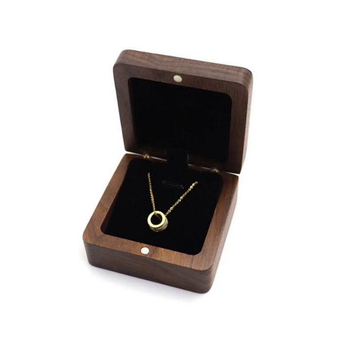 Mason Claye Walnut Wooden Jewelry Box Necklace and Pendant Storage Case