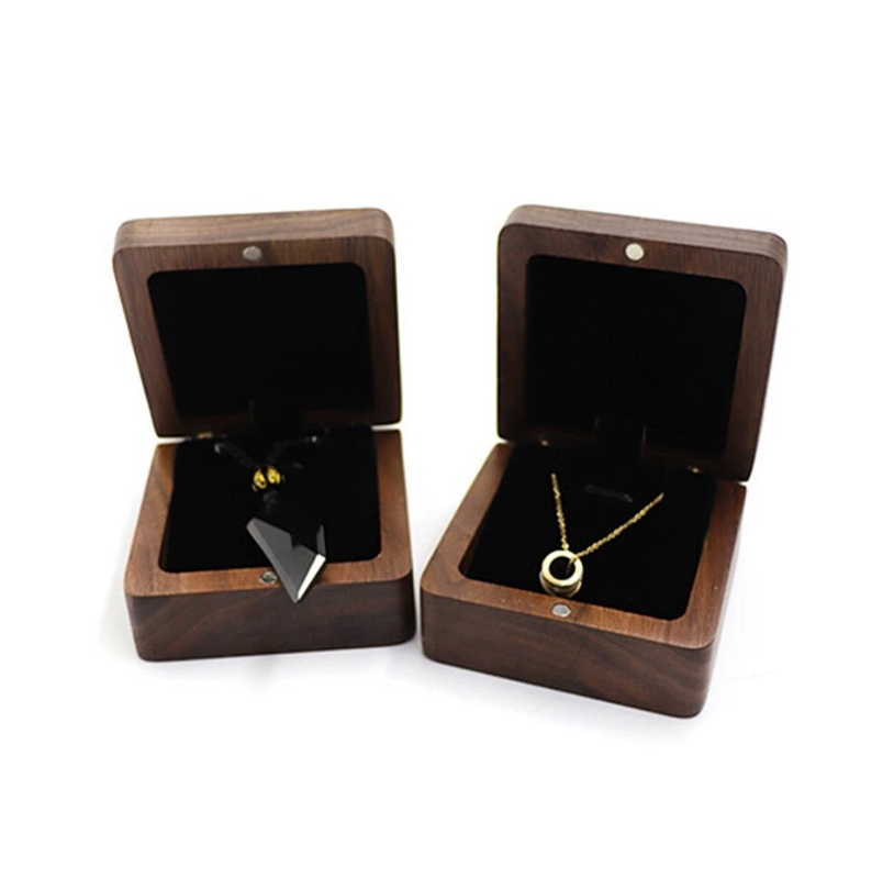 Mason Claye Walnut Wooden Jewelry Box Necklace and Pendant Storage Case