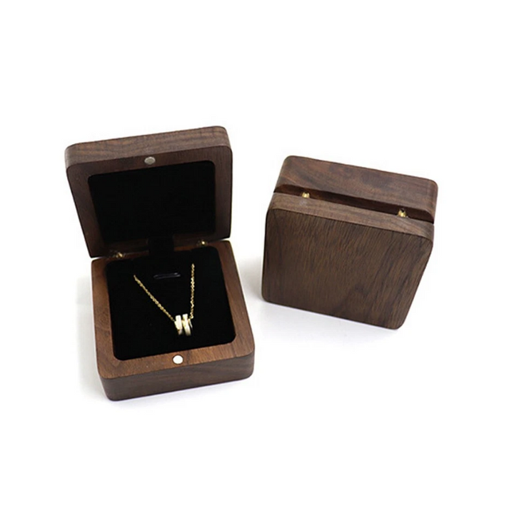 Mason Claye Walnut Wooden Jewelry Box Necklace and Pendant Storage Case
