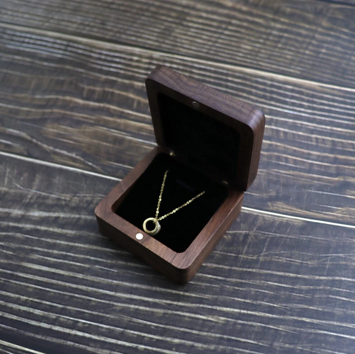 Mason Claye Walnut Wooden Jewelry Box Necklace and Pendant Storage Case