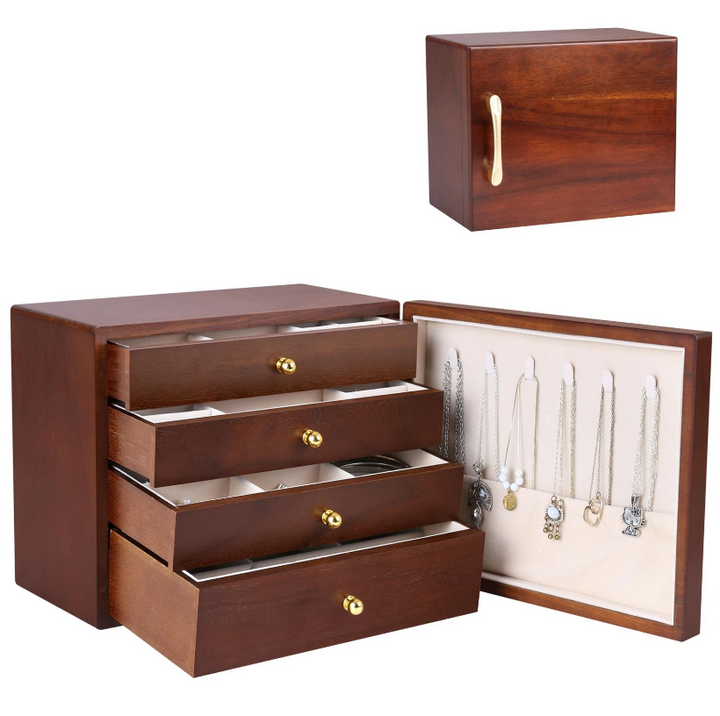 Mason Claye 4 Layer Wooden Jewelry Storage Box Organizer with Side Door