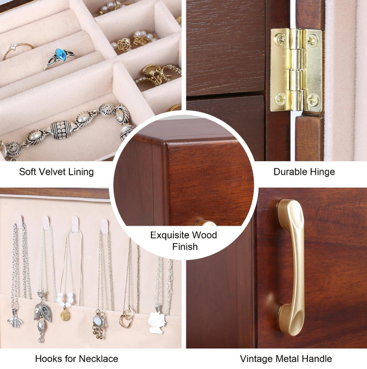 Mason Claye 4 Layer Wooden Jewelry Storage Box Organizer with Side Door